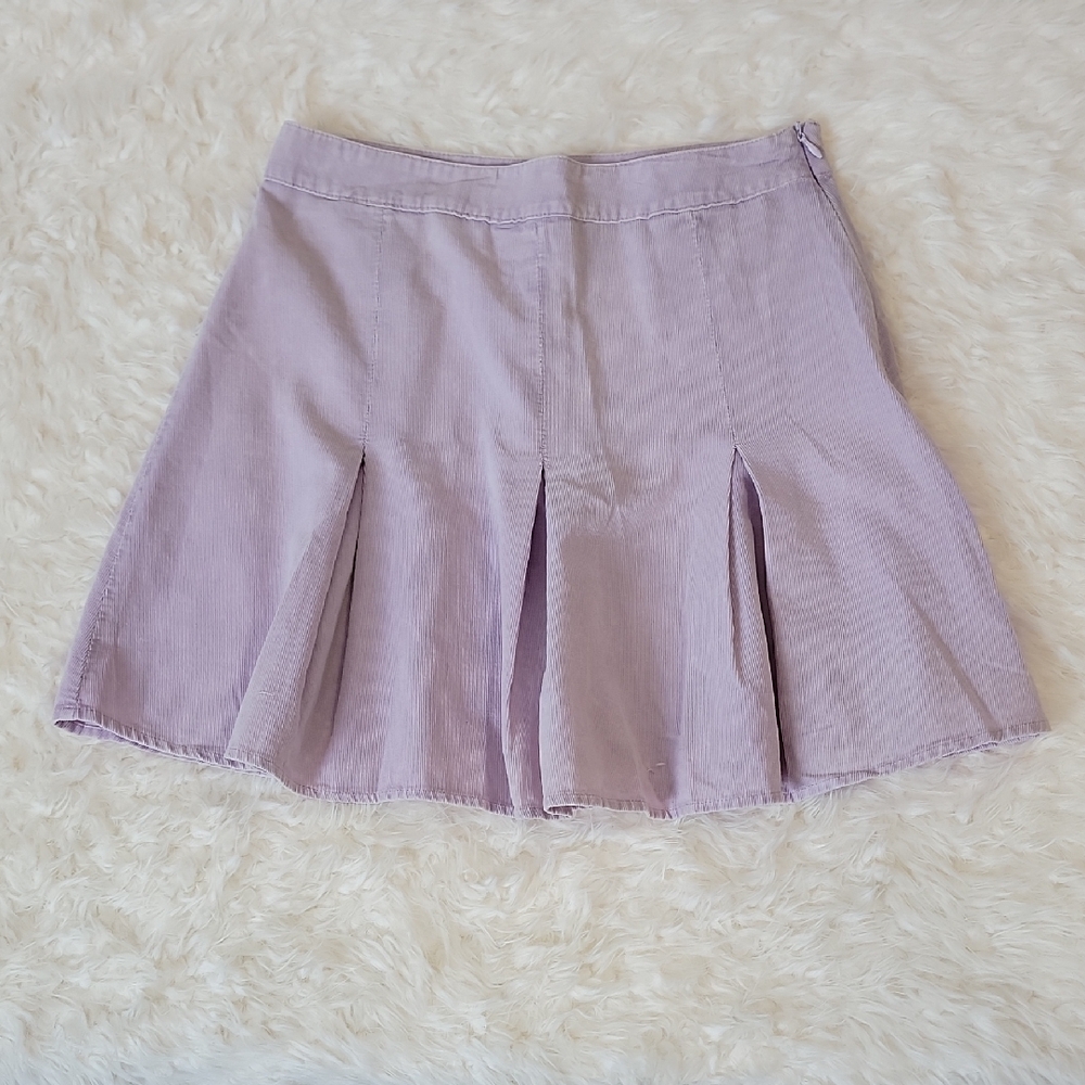 Blue Blush Lavender Pleated Corduroy Skirt